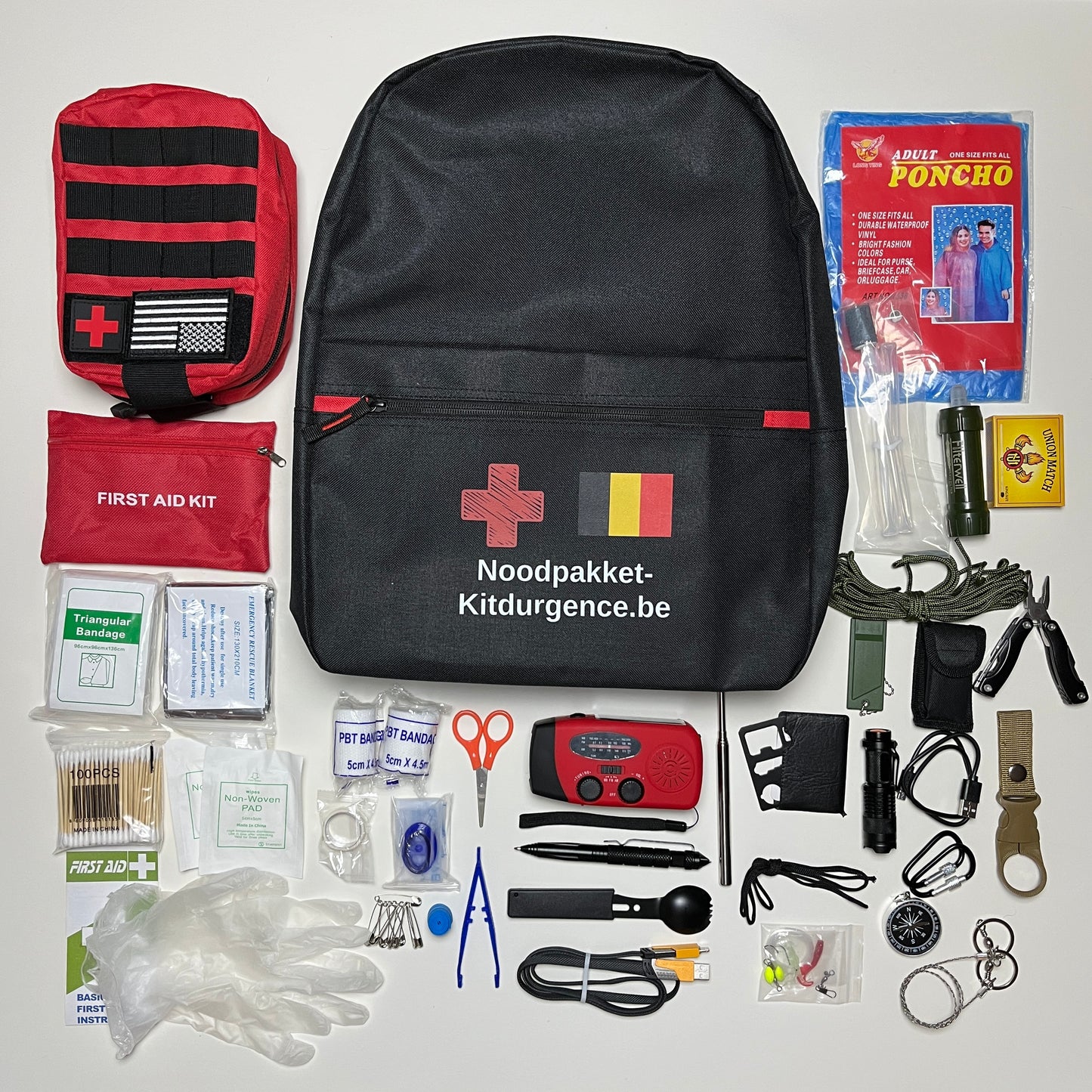 Le kit d'urgence belge - dans un sac à dos pratique et reconnaissable !